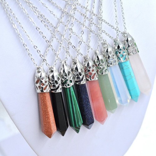 Quartz crystal necklace - quartz,