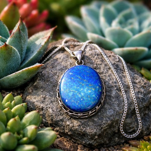 Lapis azul pendant - azul, silver