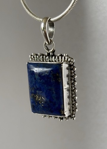 Lapis lazuli silver - silver, oblong