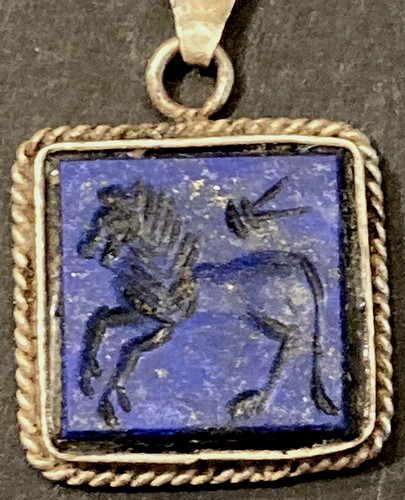 Lapis lazuli intaglio pendant - lazuli,