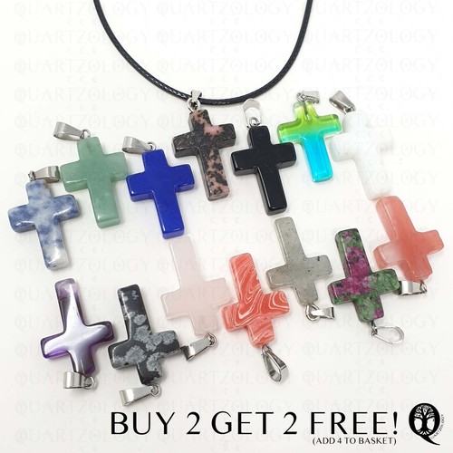 Cross necklace quartz crystal - cross,