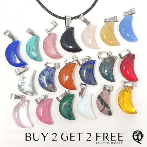 Crescent moon necklace quartz - moon,