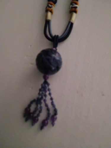 Carved lapis lazuli pendant - carved,