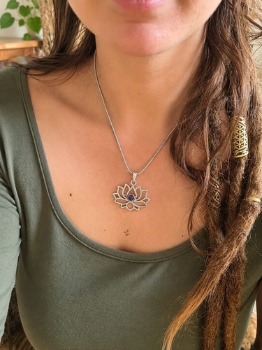 Gemstone lotus flower pendant - lotus,