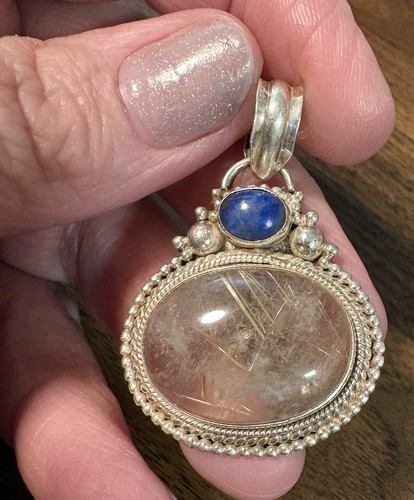 Sterling silver and rutilated - silver,
