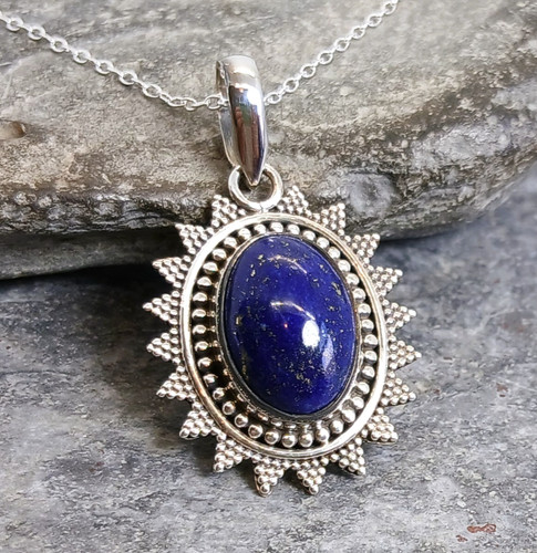 Blue lapis lazuli - lapis, 925