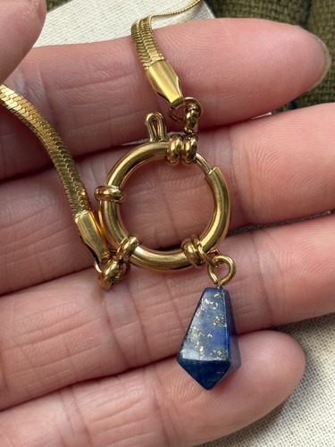 Gold toggle necklace blue - toggle,