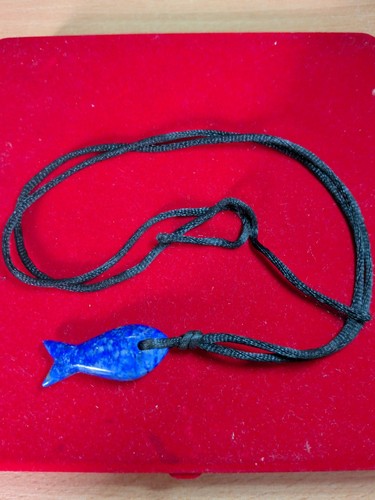 Lapis lazuli fish pendant - pendant, on